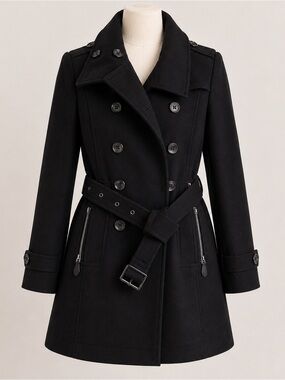 Burberry Black Double-Breasted Trench Wool Coat 6